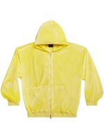 Balenciaga hoodie zippé à effet de velours - Jaune - thumbnail