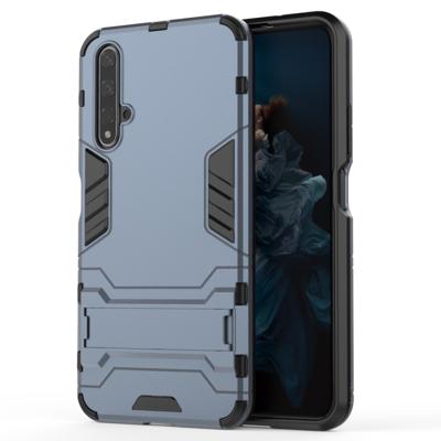 Schokbestendige PC + TPU Case voor Huawei Honor 20 met houder (marineblauw)