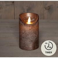 LED Rustiek stompkaars brons 7,5x12,5cm