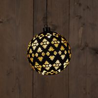Glass Ball Baroque Black/Gold 15Cm/12 Led Warm White / - Anna's Collection