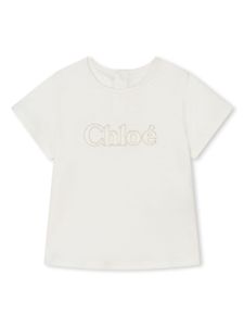 Chloé Kids t-shirt en coton à logo imprimé - Blanc