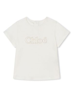 Chloé Kids t-shirt en coton à logo imprimé - Blanc