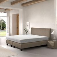 Boxspringset Cloud Chill 180x210 Cm Lederlook Taupe Inclusief Montage Vlak Dekbed Discounter - Dekbed-Discounter.nl