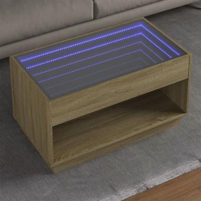 Salontafel met Infinity LED 90x50x50 cm sonoma eikenkleurig