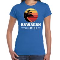 Hawaiian zomer t-shirt / shirt Hawaiian summer blauw voor dames - thumbnail