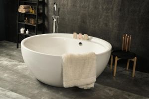 Xenz Max vrijstaand bad rond acryl 160x160x60cm wit mat met badvulcombinatie zwart mat