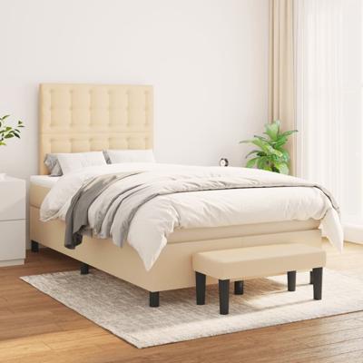 Boxspring met matras stof crèmekleurig 120x200 cm