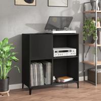 Platenkast 84,5x38x89 cm bewerkt hout zwart - thumbnail