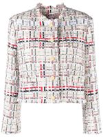 Thom Browne RWB stripe deconstructed-design tweed jacket - Tons neutres