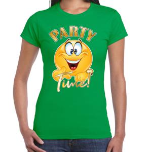 Foute party t-shirt voor dames - Emoji Party - groen - carnaval/themafeest
