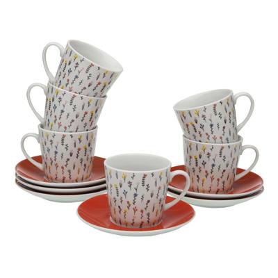 Set van 6 kopjes met schotel Versa Blume Porselein