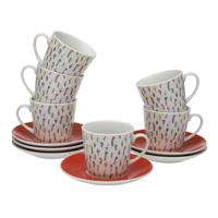 Set van 6 kopjes met schotel Versa Blume Porselein
