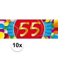 10x 55 Jaar leeftijd stickers verjaardag versiering   -