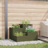 VidaXL Tuin bloempot olijfgroen 100 x 100 x 60 cm staal