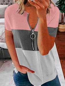 Casual Loosen Color Block Short Sleeve T-Shirt