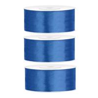 Partydeco Cadeaulint - 3x - blauw - 2,5 cm x 25 meter - satijn - sierlint - inpakken - decoratie