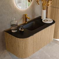 Badmeubel Mondiaz Kurve | 100 cm | Meubelkleur Oak | Wastafelkleur Urban | Midden spoelbak | 1 kraangat