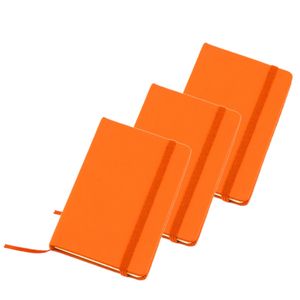 Set van 3x stuks notitieblokje harde kaft oranje 9 x 14 cm