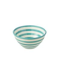 J-Line Bowl Granada Stripes High Ceramic White|Aqua Medium - thumbnail