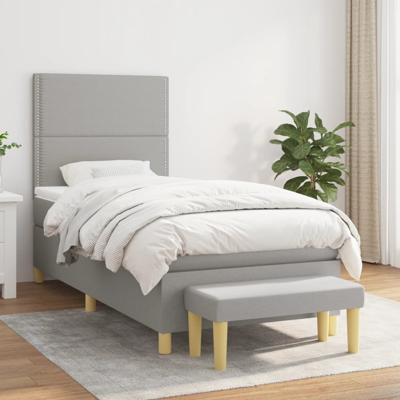 Boxspring met matras stof lichtgrijs 90x190 cm
