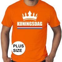 Oranje Koningsdag met kroon grote maten shirt heren