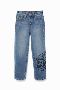 Rechte jeans met tijger - BLUE - 7/8