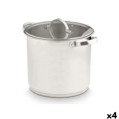 Kookpot met Glazen Deksel Kinvara 17396 17396 Zilverkleurig 31 x 25 x 24 cm 31 x 23 x 24 cm Inductie (4 Stuks)