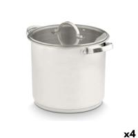 Kookpot met Glazen Deksel Kinvara 17396 17396 Zilverkleurig 31 x 25 x 24 cm 31 x 23 x 24 cm Inductie (4 Stuks)