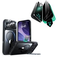 iPhone 17 Pro Bundle Classic Hybrid Magnetic Case (Camera Control, Stash Stand) and Armorite Privacy Screen Protector - Clear Black