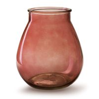 Bloemenvaas druppel vorm type - rood/transparant glas - H22 x D20 cm