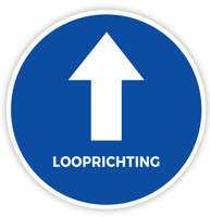 Vloersticker looprichting tekst - Ø 250 mm