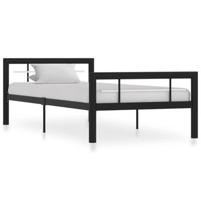 Bedframe metaal zwart en wit 90x200 cm
