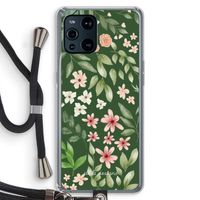 Botanical green sweet flower heaven: Oppo Find X3 Pro Transparant Hoesje met koord
