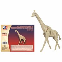 Houten dieren 3d puzzel giraffe bouwpakket 25 cm   - - thumbnail