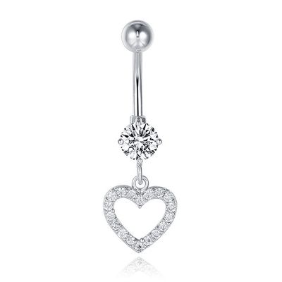 Cilla Navelpiercing met Hart Hangertje Zilver