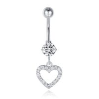 Cilla Navelpiercing met Hart Hangertje Zilver - thumbnail