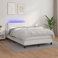 Boxspring met matras en LED kunstleer wit 120x200 cm