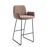 Jesper Home Barkruk 'Misaki' Slide Black, kleur Mocha Mist (zithoogte 75cm)