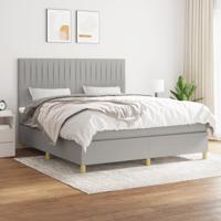 Boxspring met matras stof lichtgrijs 160x200 cm