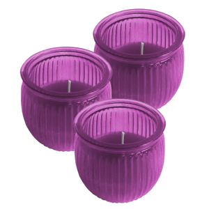 3x stuks citronella kaars 7,5 cm paars