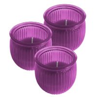 3x stuks citronella kaars 7,5 cm paars