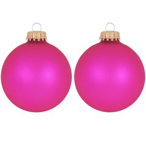 16x Bubblegum roze glazen kerstballen mat 7 cm kerstboomversiering