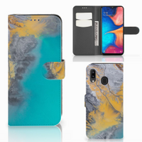 Samsung Galaxy A30 Bookcase Marble Blue Gold