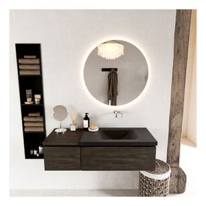 Mondiaz Bukla 120cm badmeubel met module 40 kleur dark brown met 2 lades en wastafel rechts zonder kraangat kleur urban