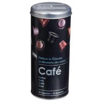 Koffiecups bewaarblik - metaal - zwart/print - 10 x 26 cm - voor 25 capsules - thumbnail