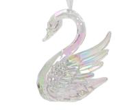 Decoris Kersthanger zwaan iriserend 10cm
