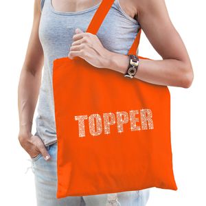 Glitter Topper cadeau katoenen tas oranje rhinestones steentjes voor dames en heren - Glitter tassen   -