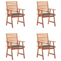 Tuinstoelen 4 st met kussens massief acaciahout