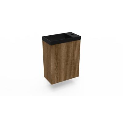 Fonteinkast Cafe Oak Arcqua Ridge 40x55x28 cm Incl. Fontein Mat Zwart Zonder Overloop Arcqua