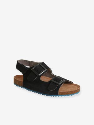 Leren kindersandalen volledig open marineblauw